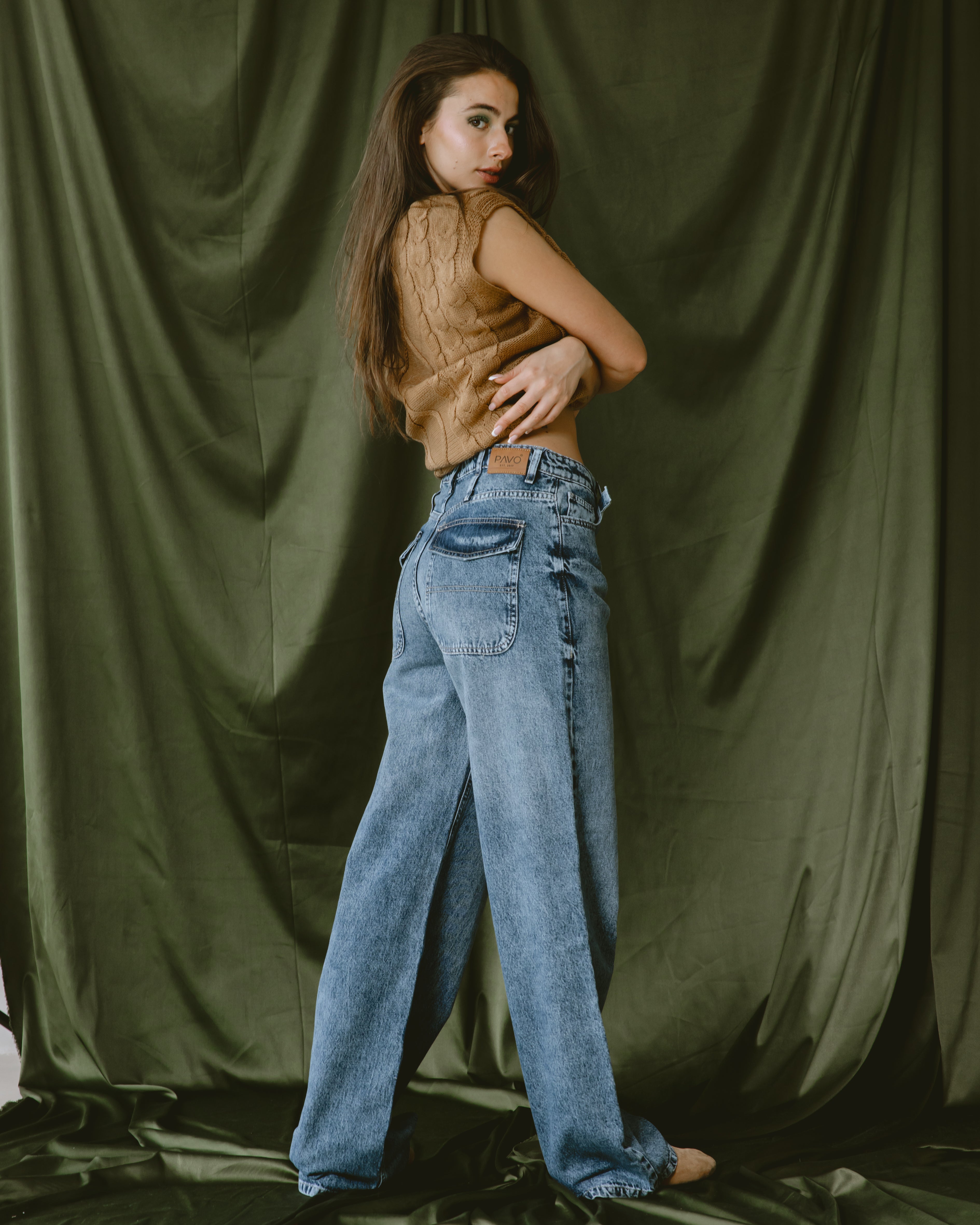 Dark blue Slim Belt jeans - PAVO Egypt