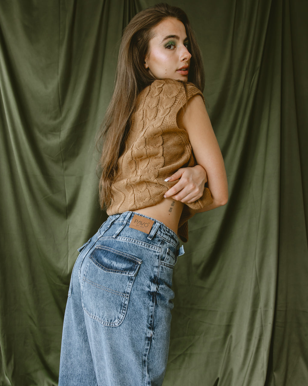 Dark blue Slim Belt jeans - PAVO Egypt