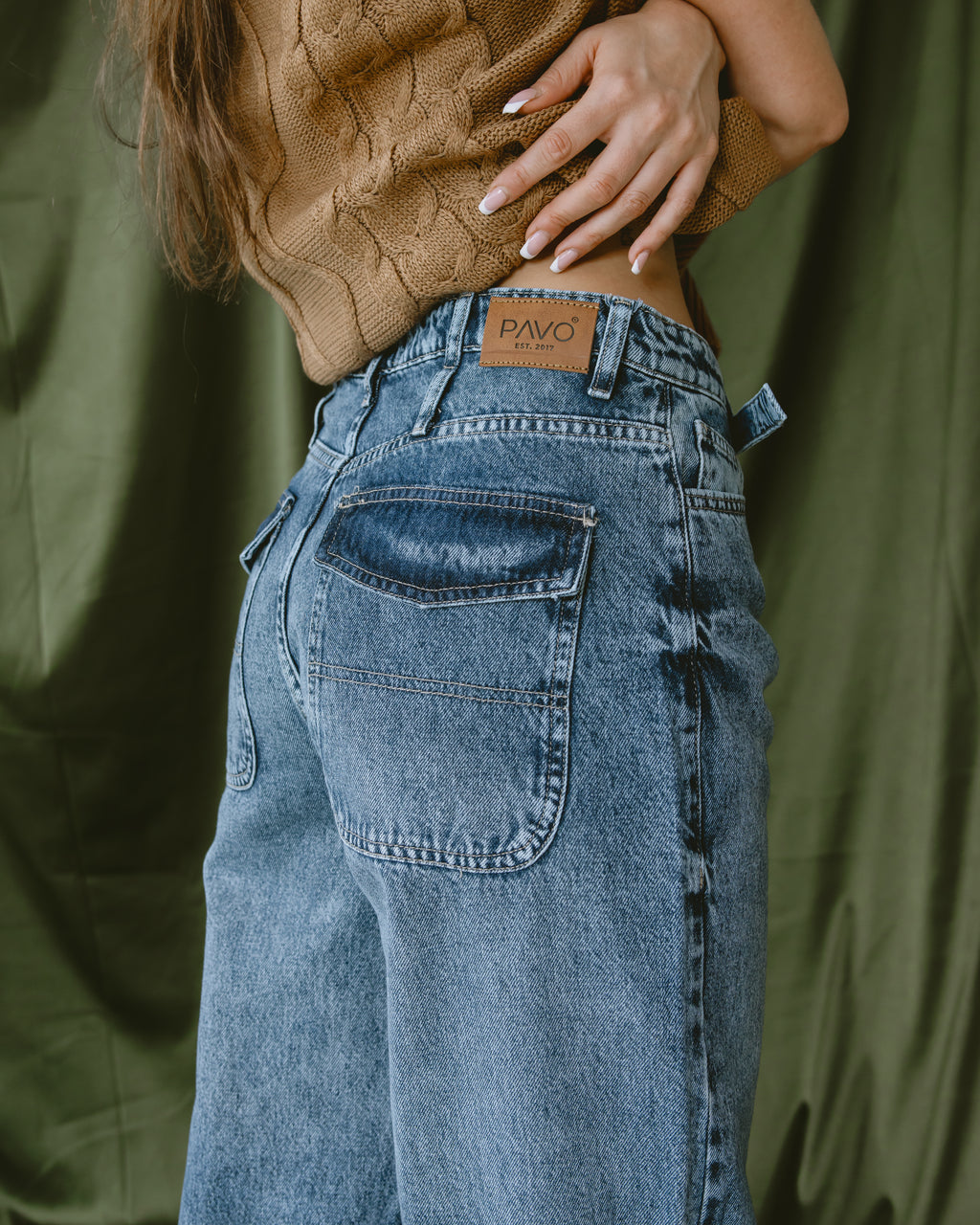 Dark blue Slim Belt jeans - PAVO Egypt