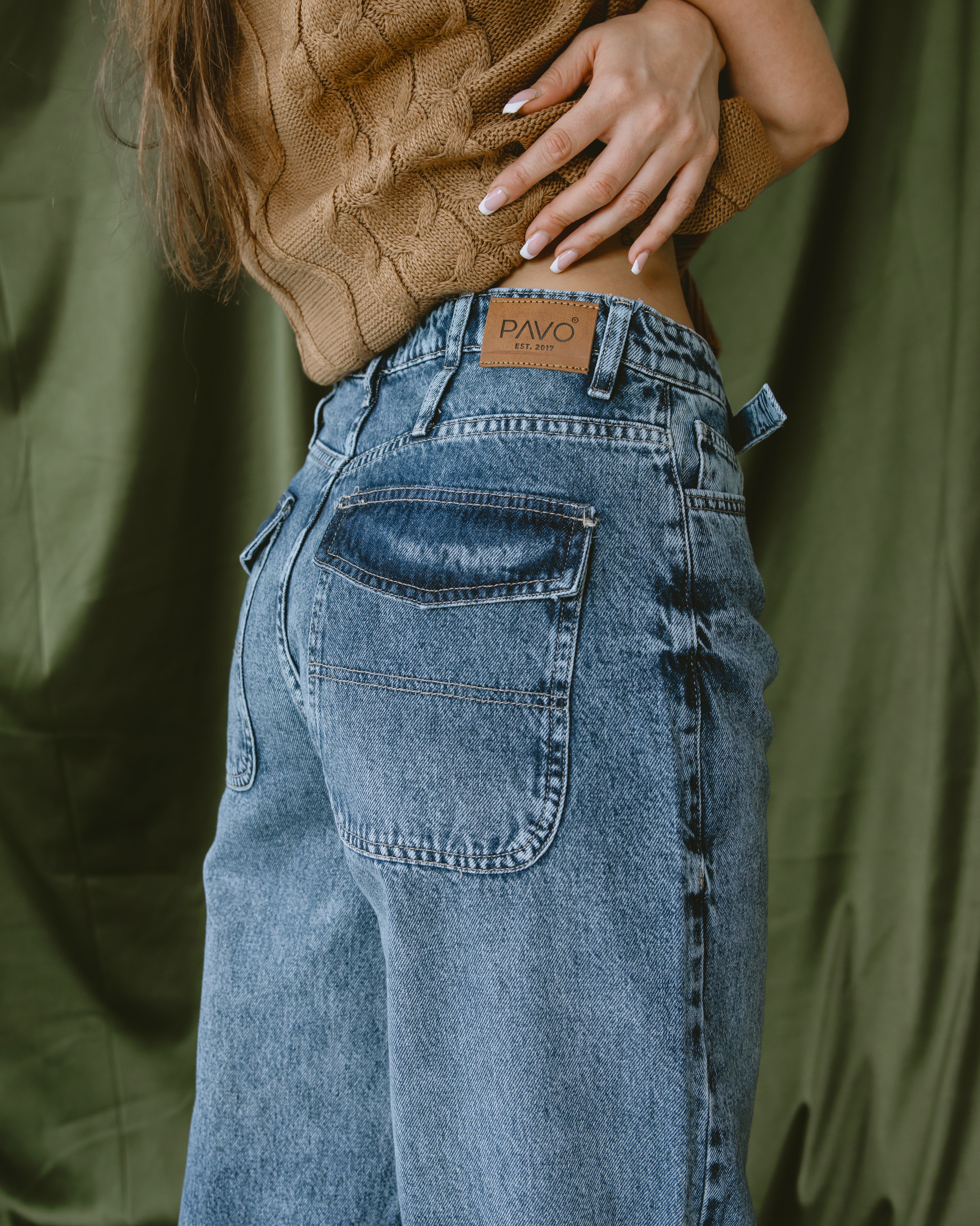 Dark blue Slim Belt jeans - PAVO Egypt