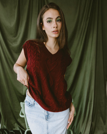 Burgundy Oversized Vest