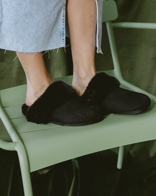 Black Fur clogs