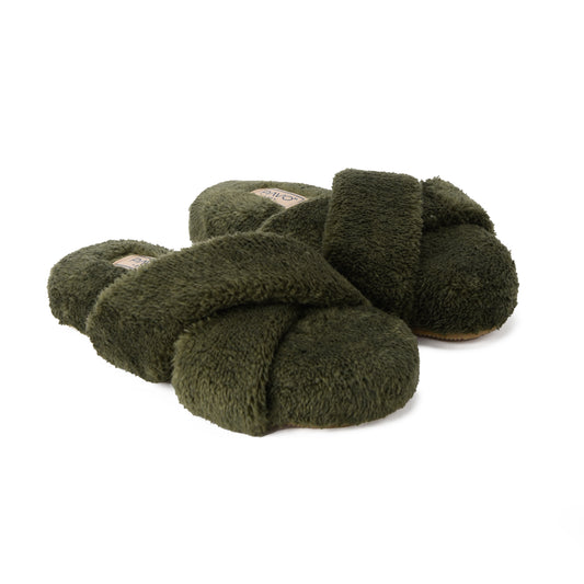 Slipper Fur Cross Olive