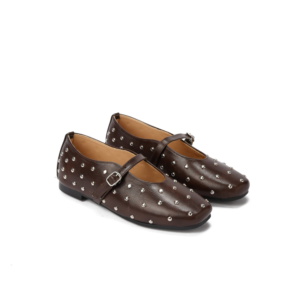 Brown Studded Ballerina