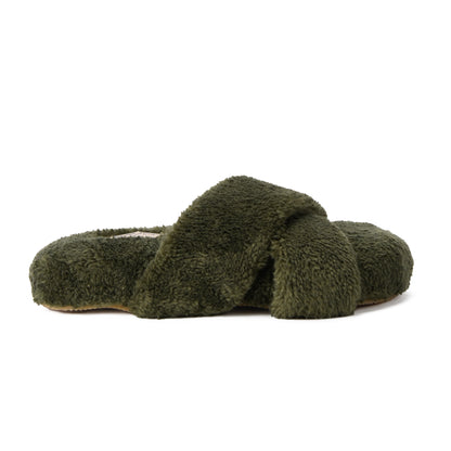 Slipper Fur Cross Olive