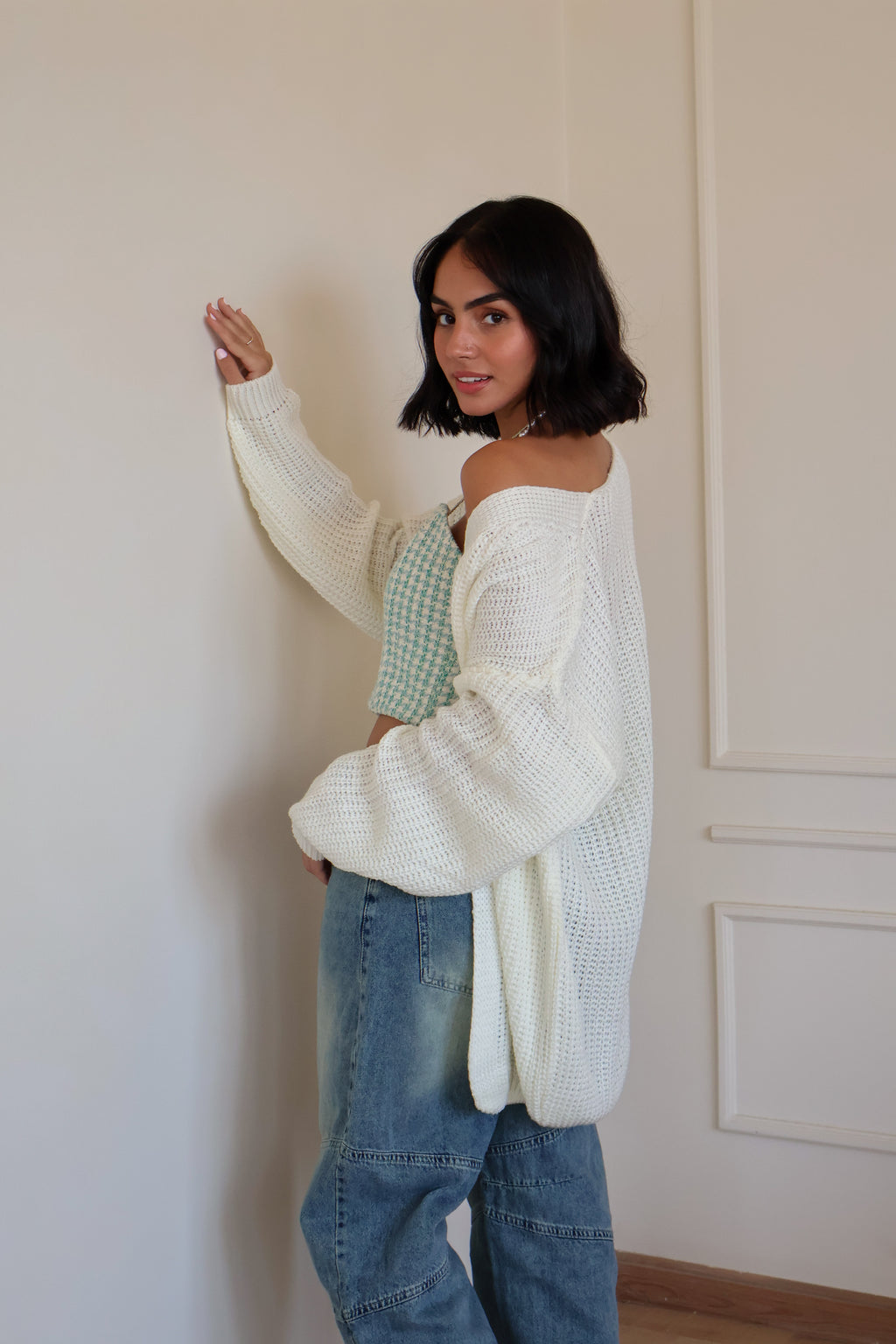 Beige OverSized Cardigan - PAVO Egypt