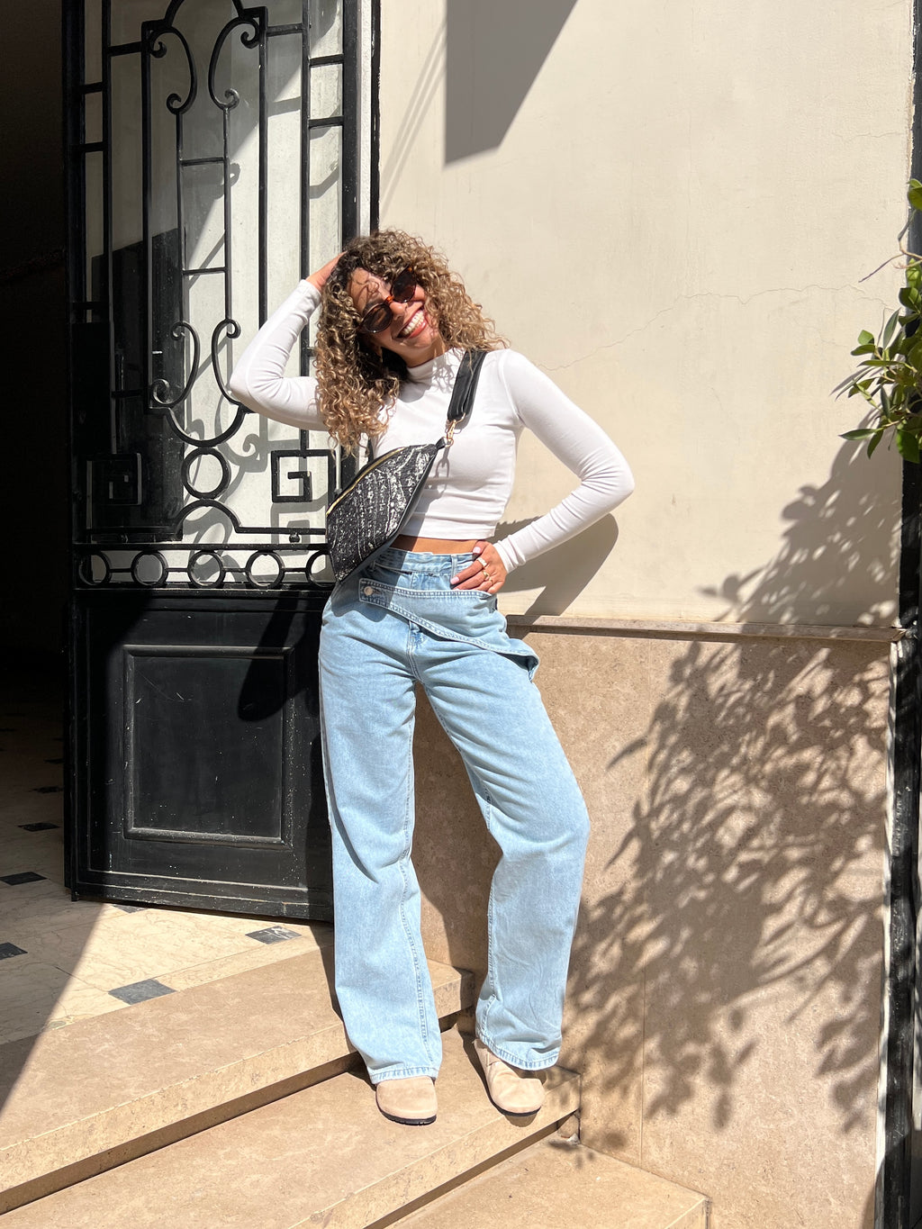 Double Cross Waist Jeans - PAVO Egypt