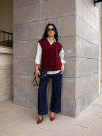 Navy cropped Wide leg Jeans - PAVO Egypt