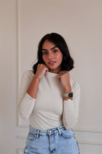 Beige Long sleeves Basic Top - PAVO Egypt