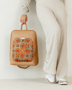 Laptop Cafe with Floral embroideries fabric Backpack/Cross - PAVO Egypt