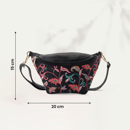 Fanny pack Black with colorful Flowers