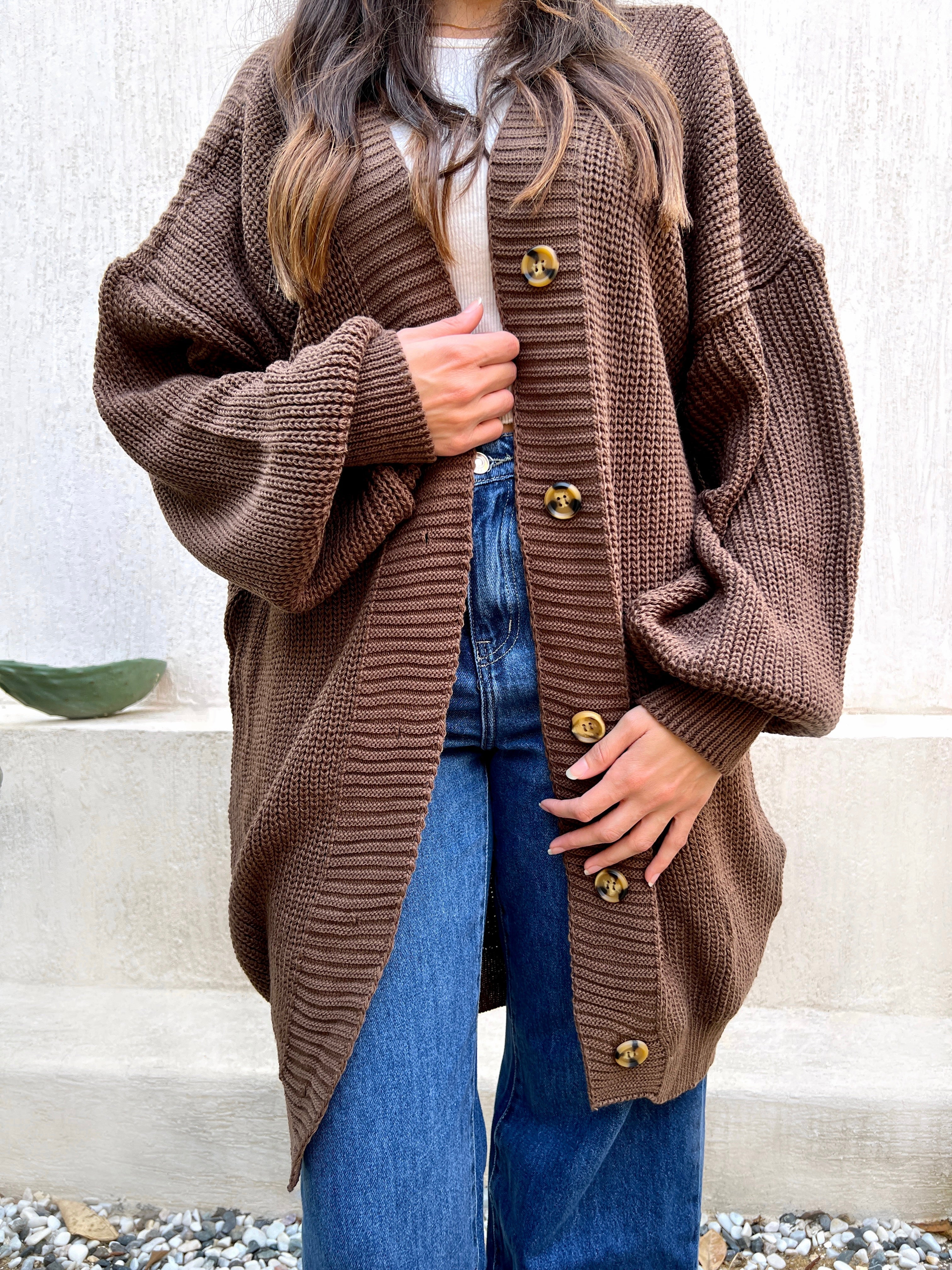 Brown oversized long Cardigan PAVO Egypt