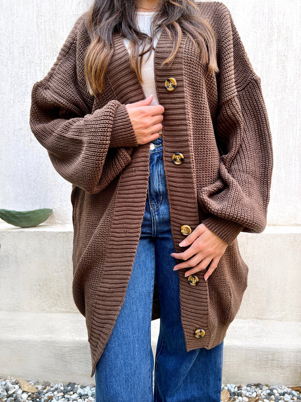 Brown oversized long Cardigan PAVO Egypt