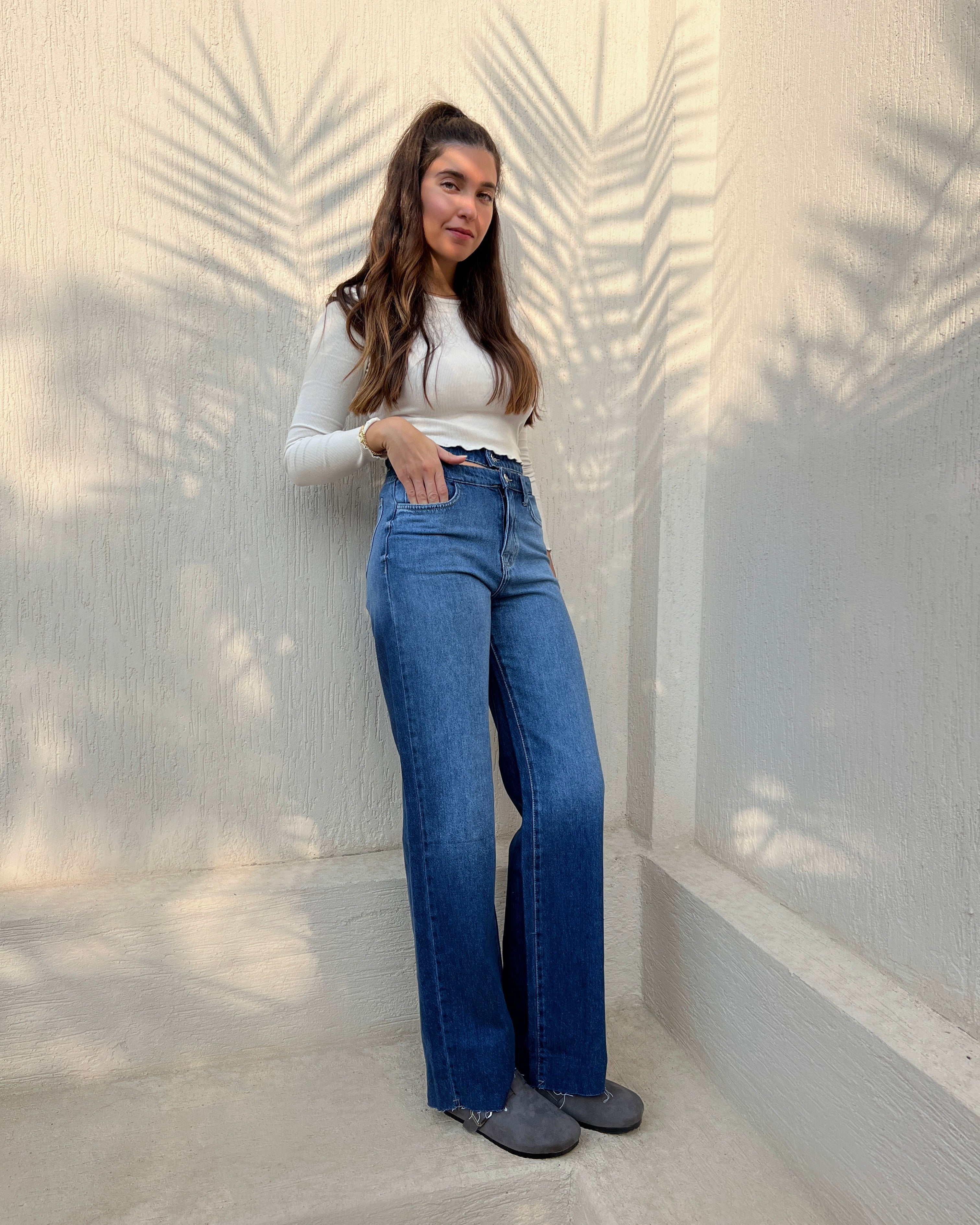 Dark Blue Double Waist Jeans - PAVO Egypt