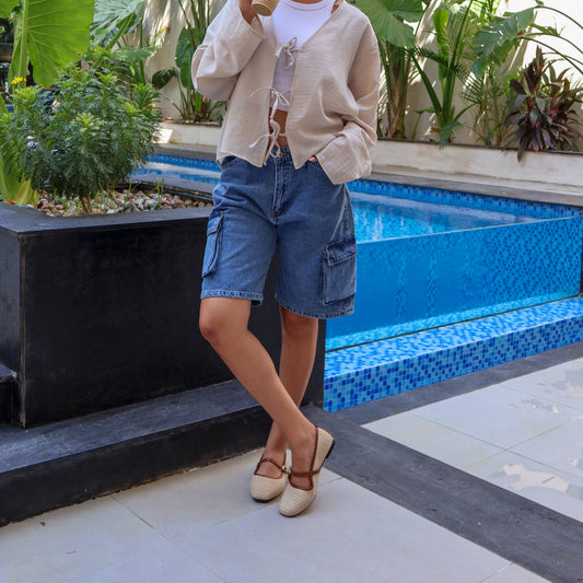 Blue Women Denim Shorts - PAVO Egypt