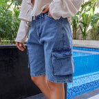 Blue Women Denim Shorts - PAVO Egypt