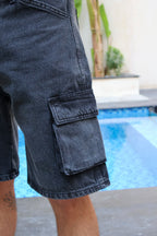 Dark Grey Men Denim Shorts - PAVO Egypt