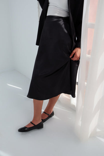 Black Satin Skirt