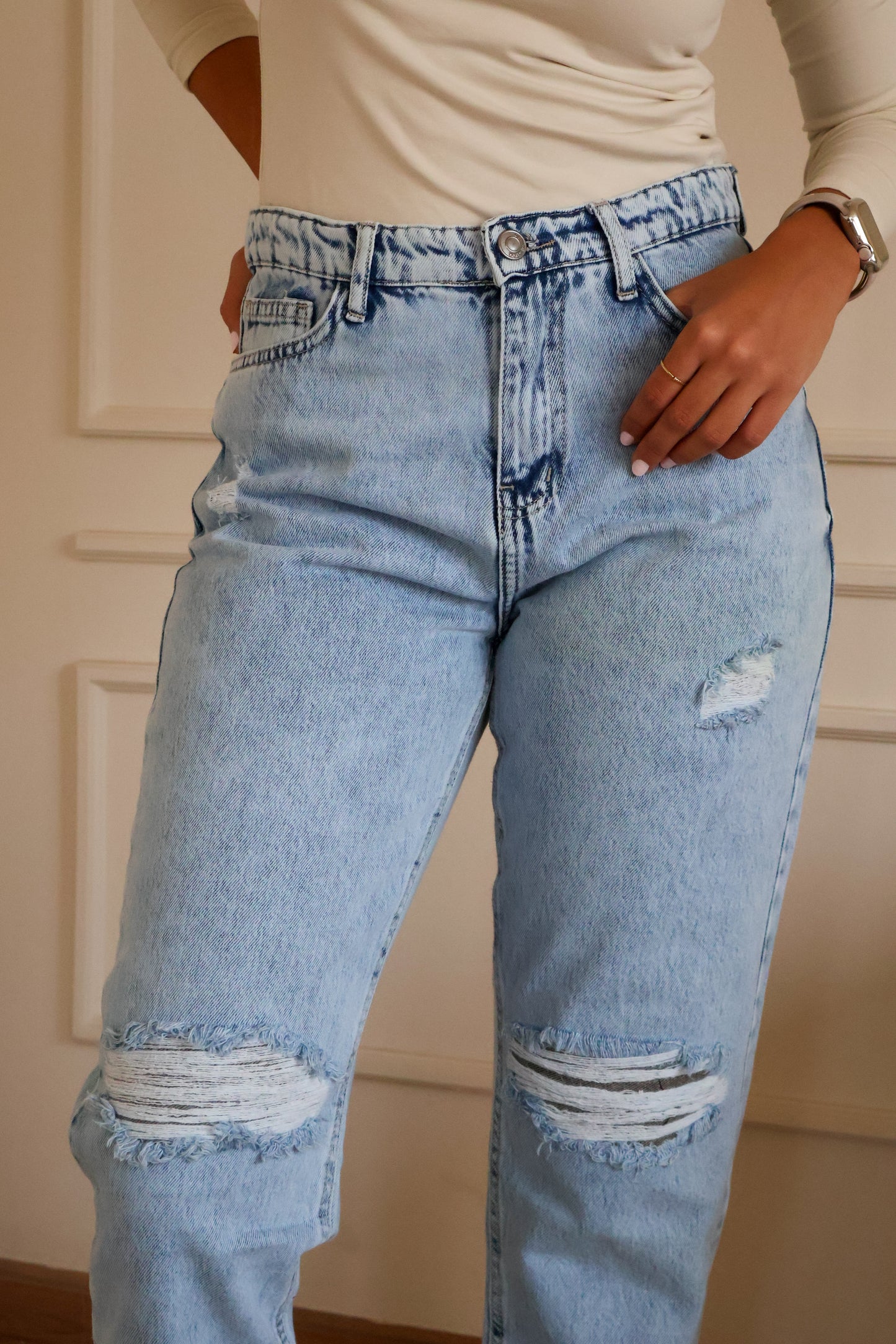 Light blue Ripped Boy Friend Jeans