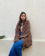 Brown oversized long Cardigan PAVO Egypt