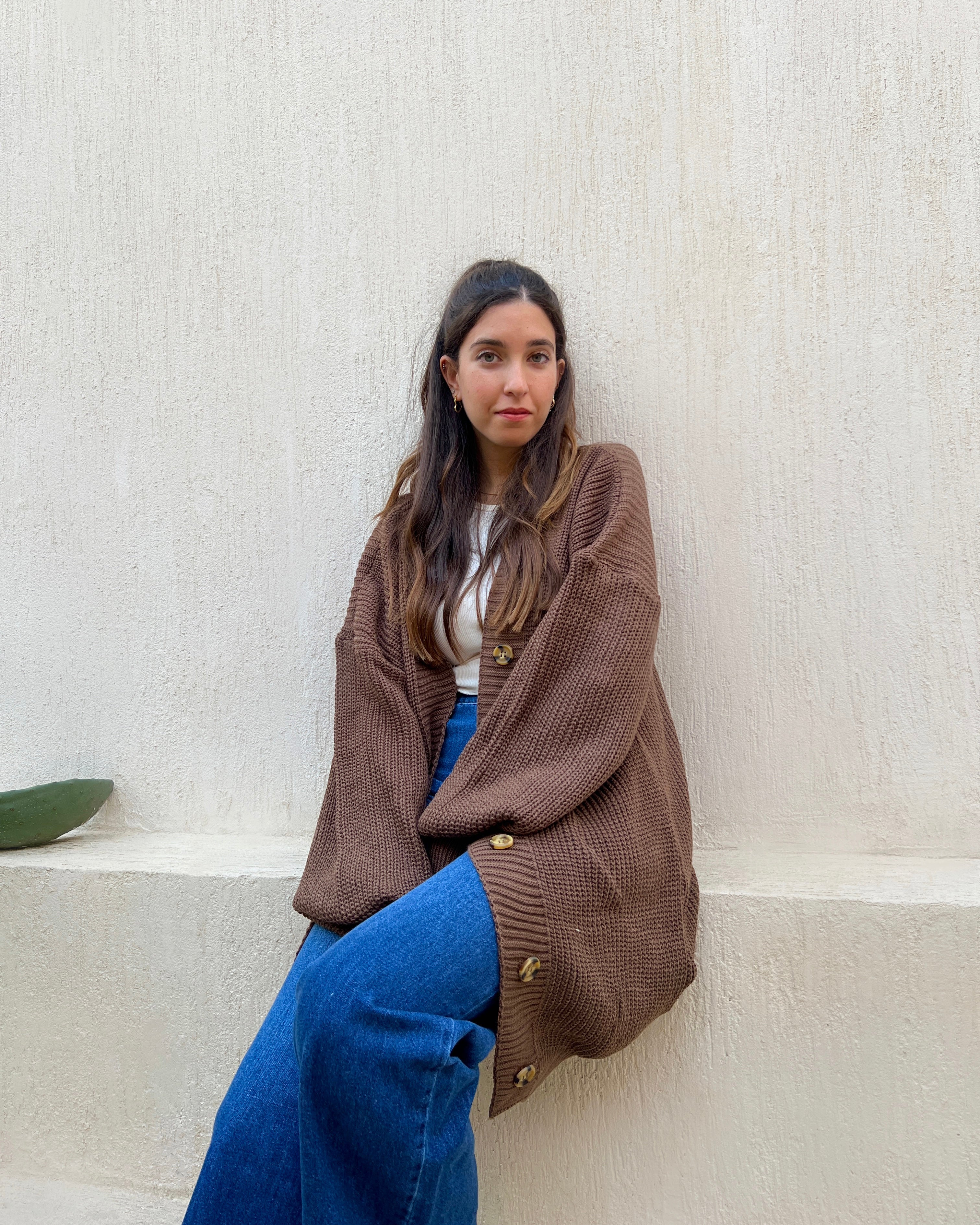 Brown oversized long Cardigan PAVO Egypt