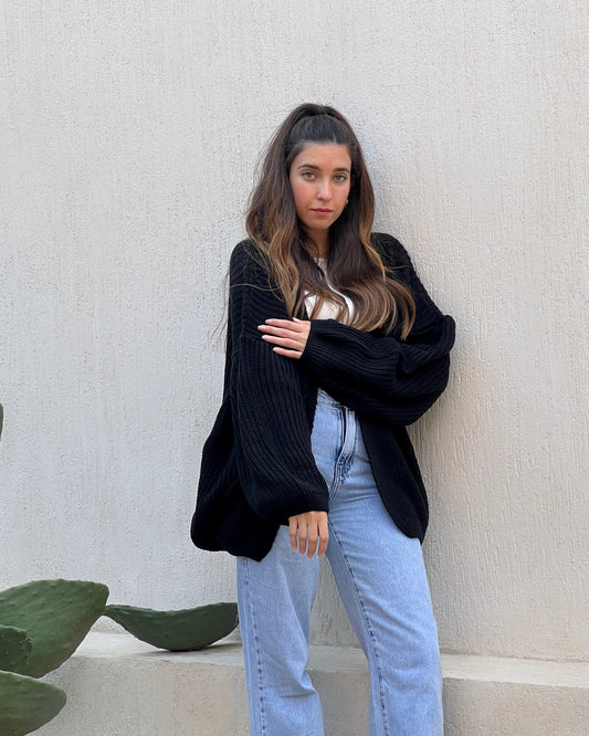 Black oversized Cardigan - PAVO Egypt