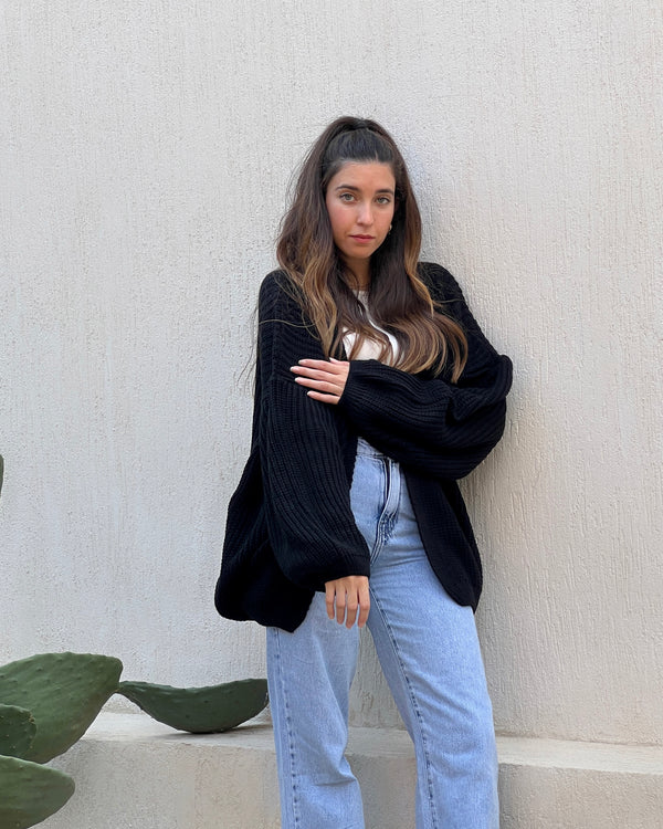 Black oversized Cardigan - PAVO Egypt