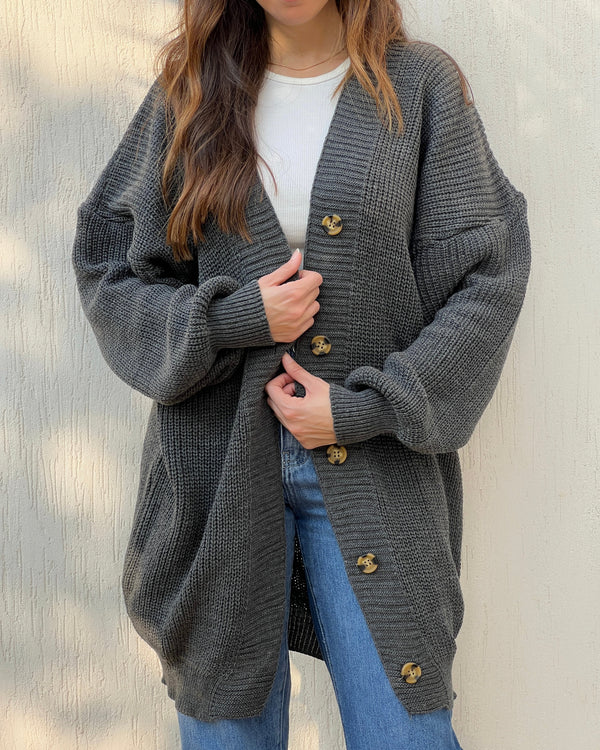 Grey oversized long Cardigan PAVO Egypt
