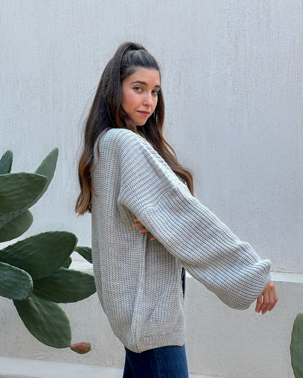 Grey oversized Cardigan - PAVO Egypt