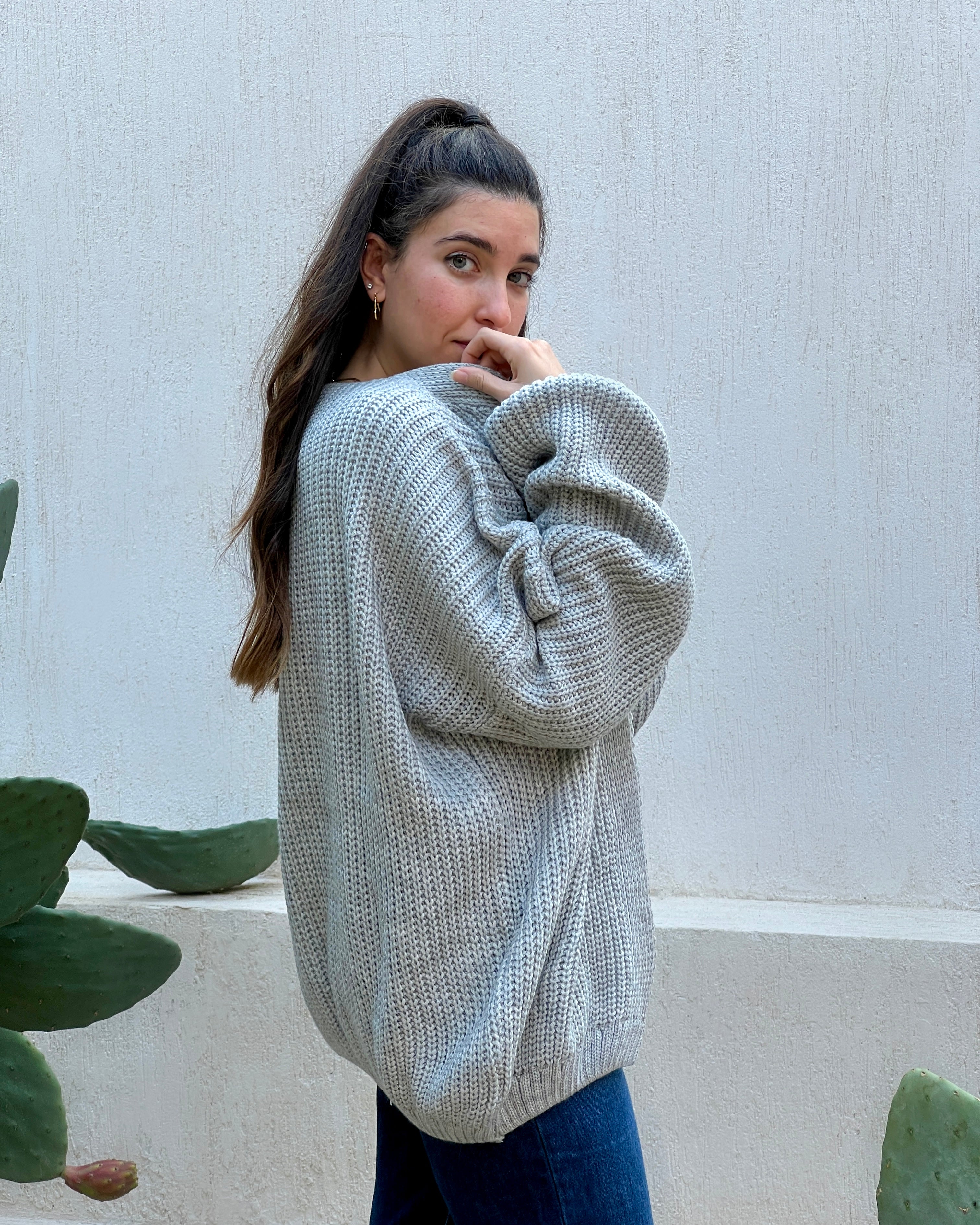 Grey oversized Cardigan - PAVO Egypt