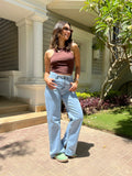 Split Hem Light Blue Jeans - PAVO Egypt