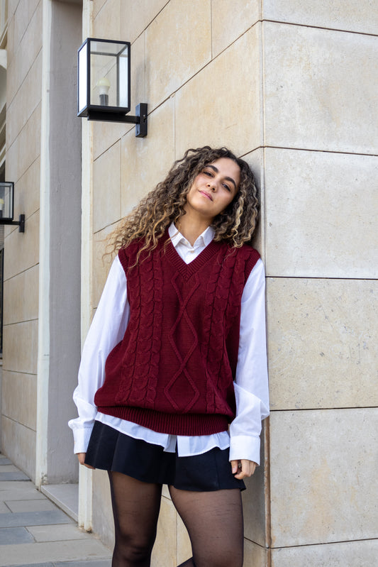 Burgundy Oversized Vest