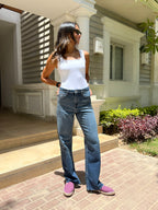 Split Hem Navy Blue Jeans - PAVO Egypt