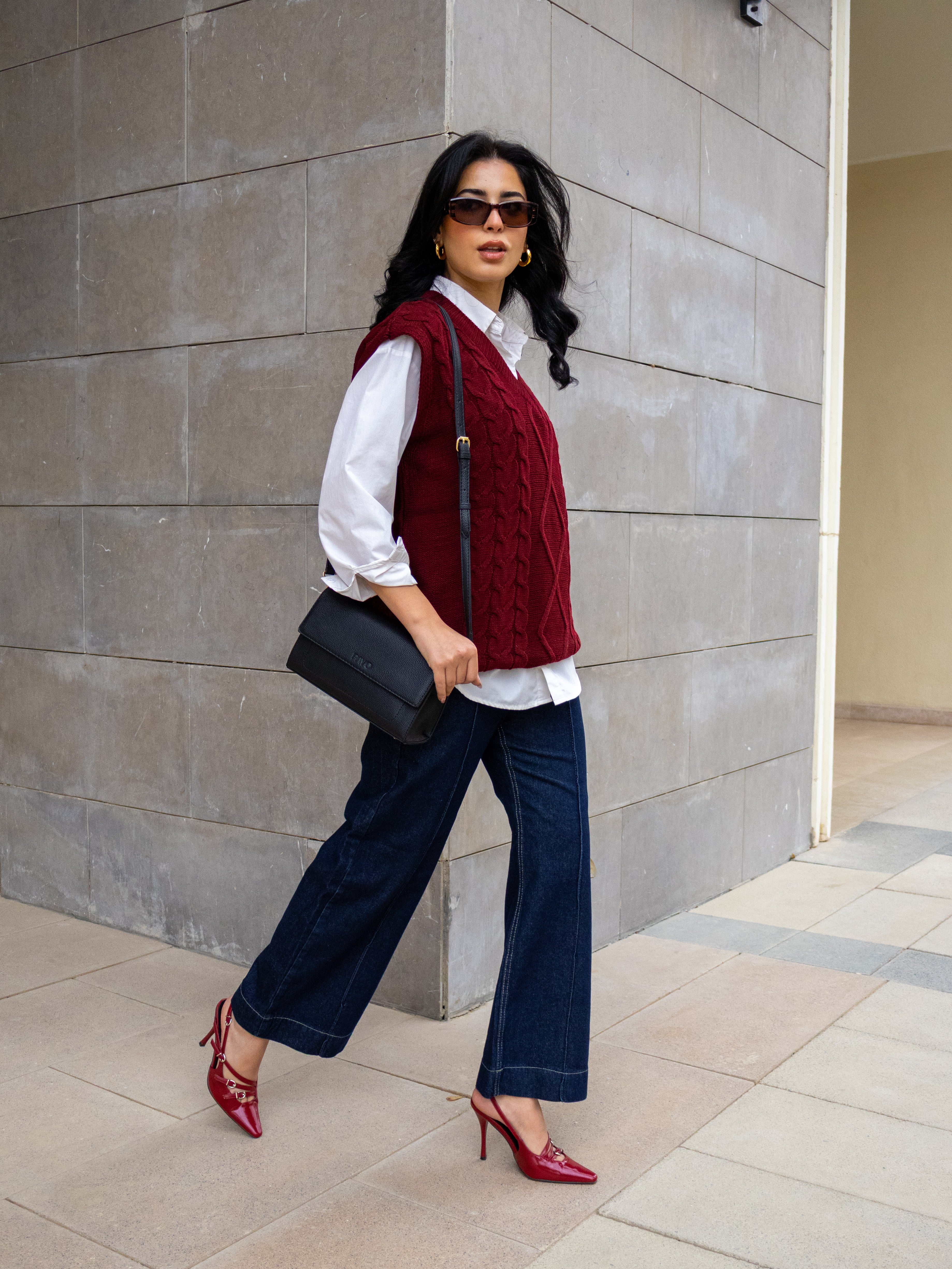 Navy cropped Wide leg Jeans - PAVO Egypt