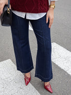 Navy cropped Wide leg Jeans - PAVO Egypt