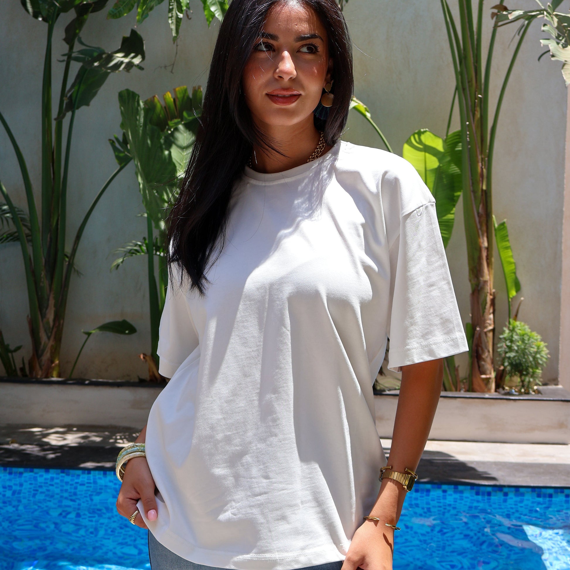 White Women oversized T-shirt - PAVO Egypt
