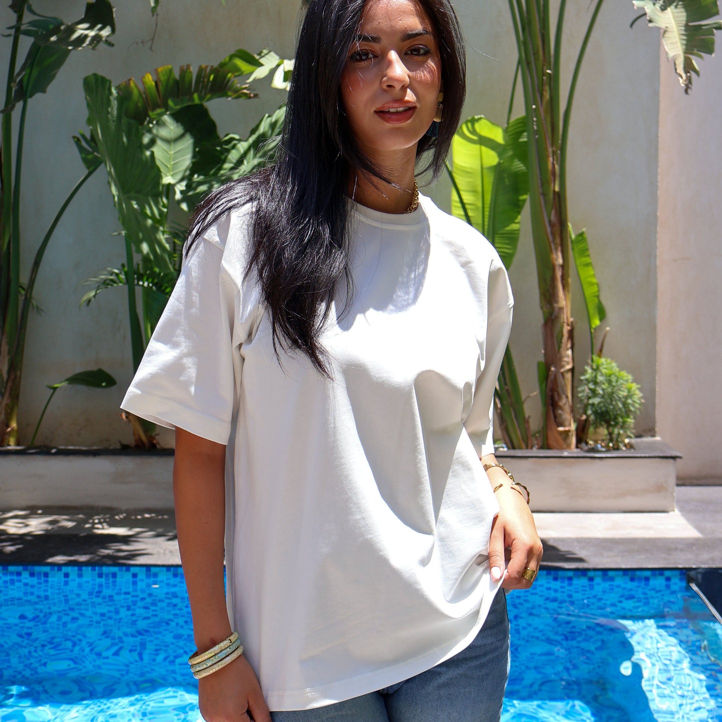 White Women oversized T-shirt - PAVO Egypt