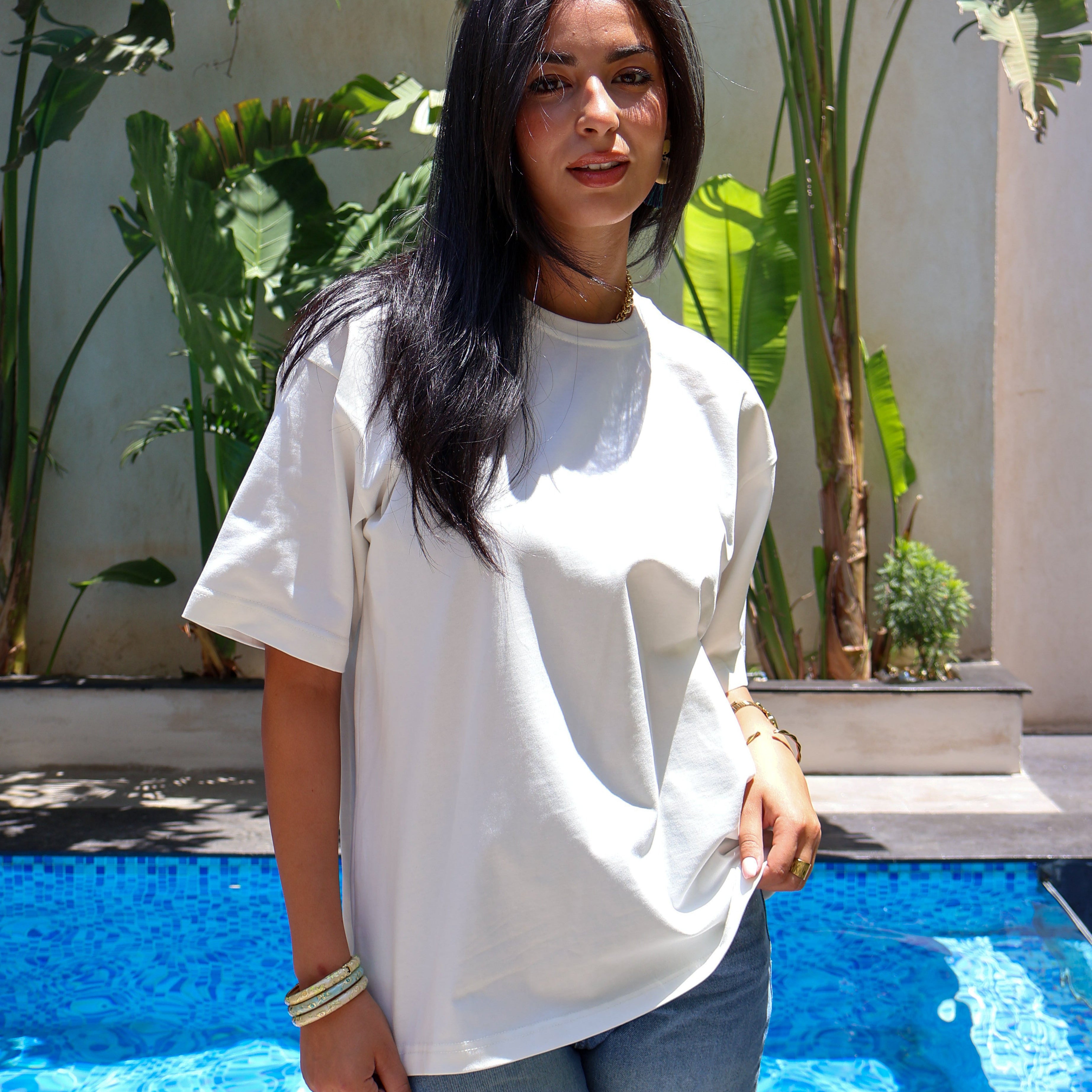White Women oversized T-shirt - PAVO Egypt