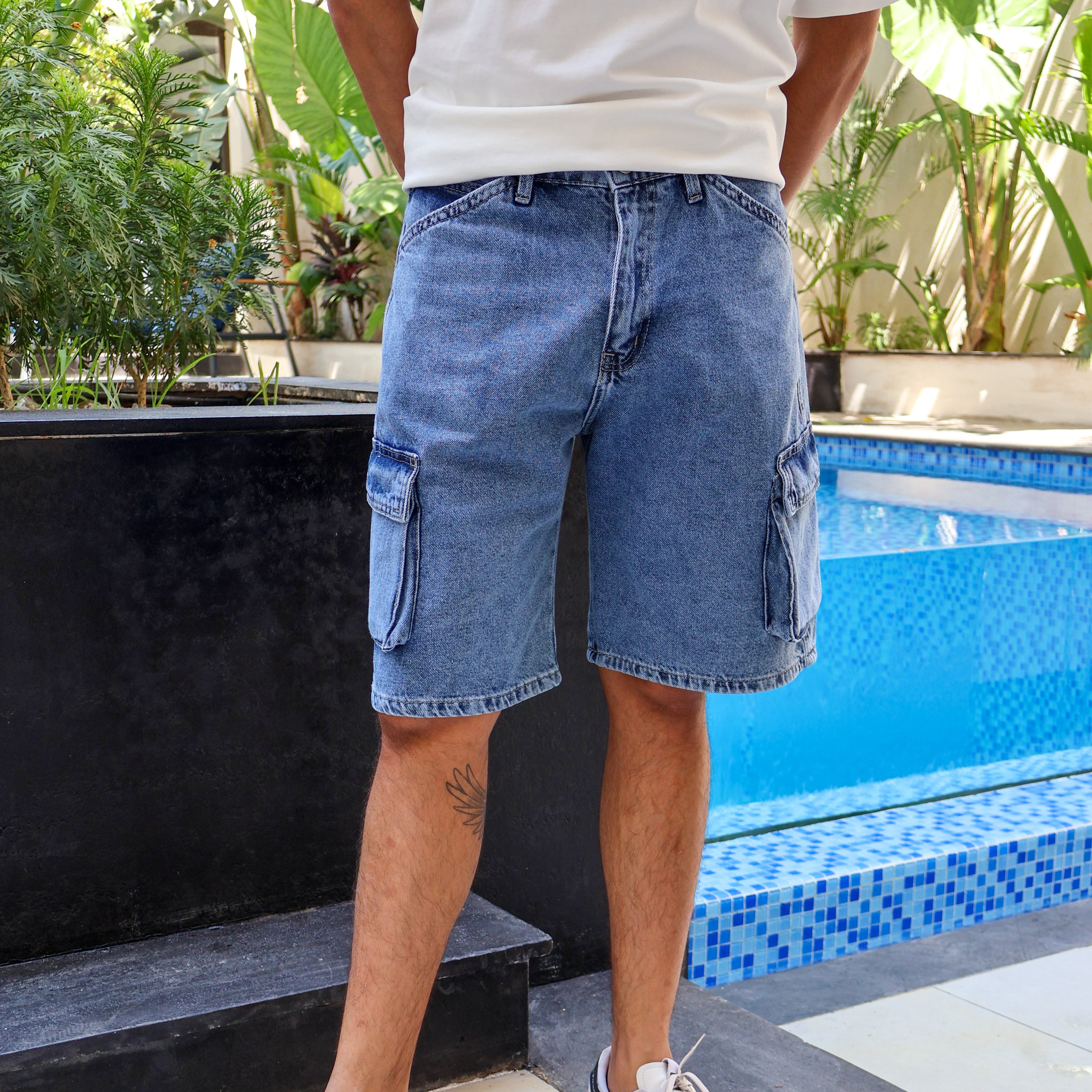 Blue Men Denim Shorts - PAVO Egypt