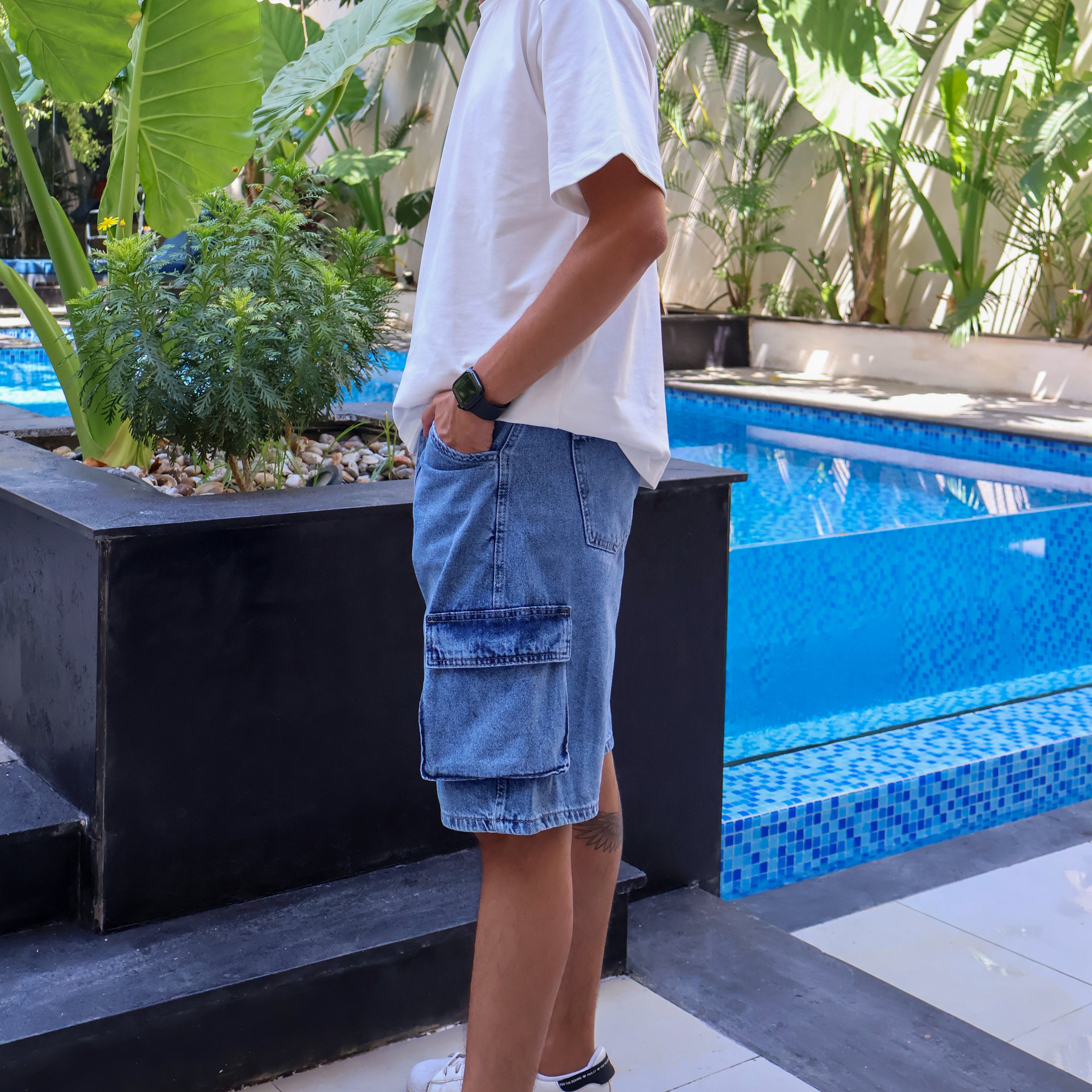 Blue Men Denim Shorts - PAVO Egypt