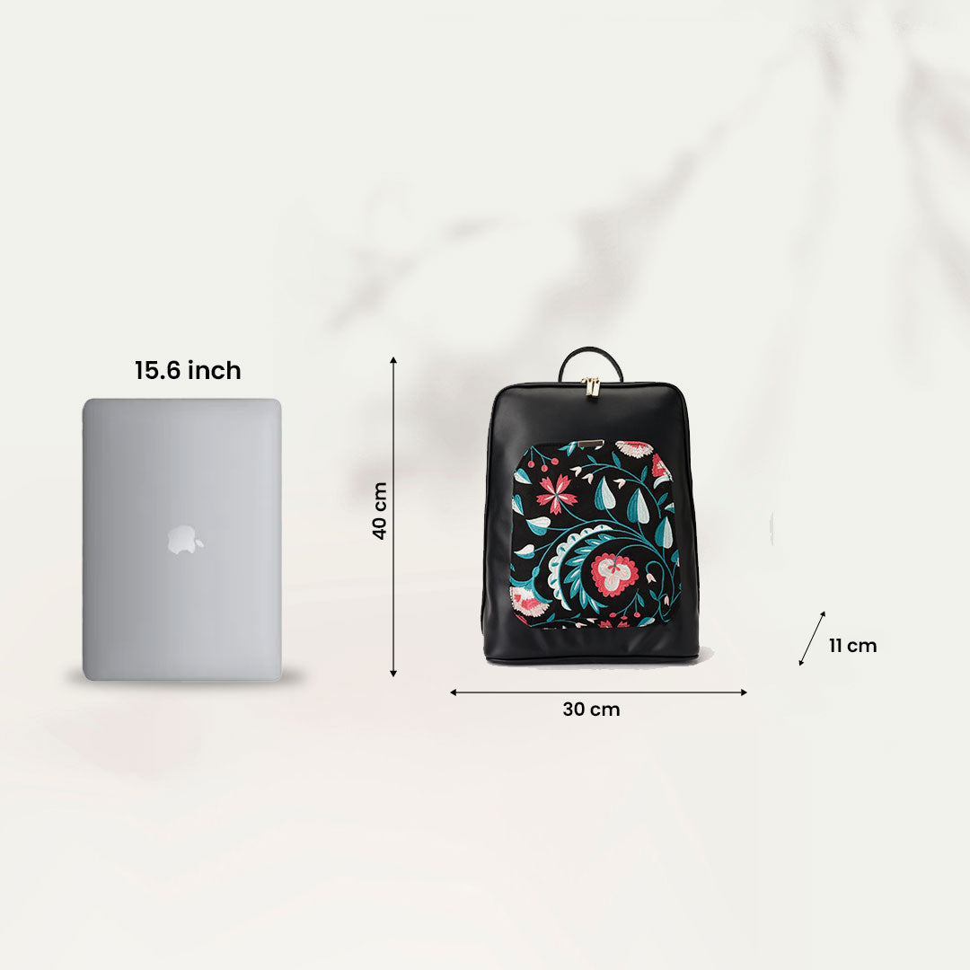 Laptop Backpack Floral Black - PAVO Egypt