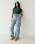 Light Blue Ripped Wide Leg jeans - PAVO Egypt