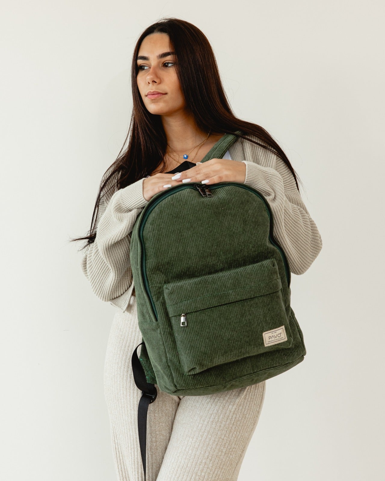 Olive Velvet Backpack