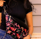 Fanny pack Black with colorful Flowers pavoegypt