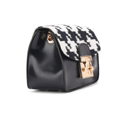 Cross waist bag - Black and White hound tooth fabric- 700