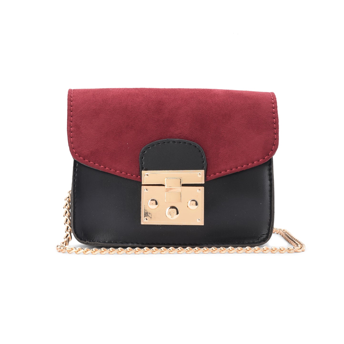 Cross waist bag - Burgundy and Black - Code 703