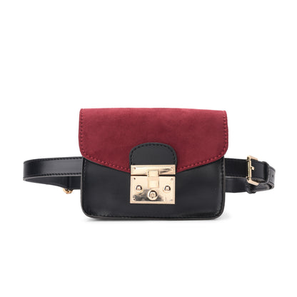 Cross waist bag - Burgundy and Black - Code 703