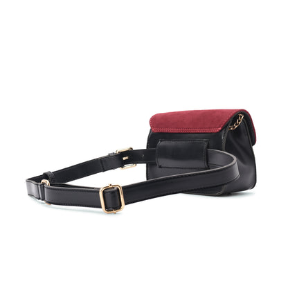 Cross waist bag - Burgundy and Black - Code 703