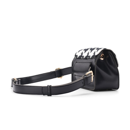 Cross waist bag - Black and White hound tooth fabric- 700