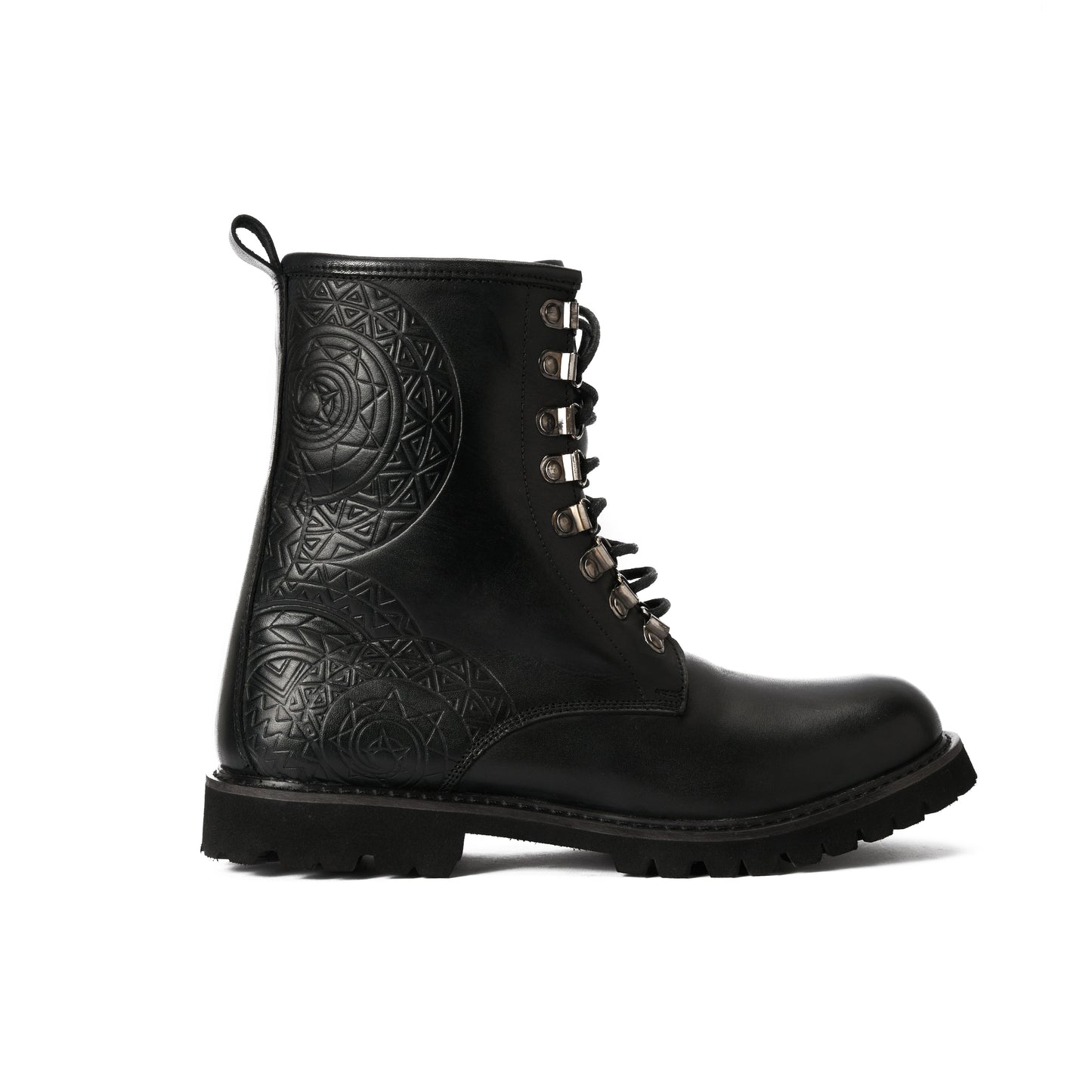 Boots Engraved Combat  Black